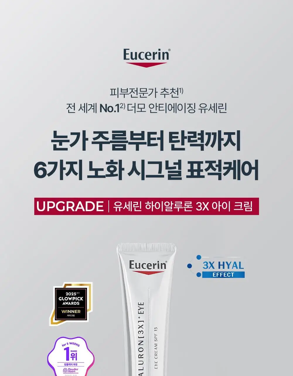 [5월 올영픽/10년연속1위] 유세린 하이알루론 3X 아이크림 15ml 기획 (+나이트크림 20ml+화장솜) 상세페이지 2